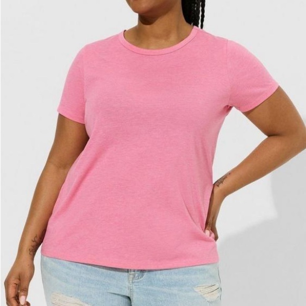 Women’s torrid 1 Pink Everyday Signature Jersey Crew Neck Tee 14 16 1X 1XL